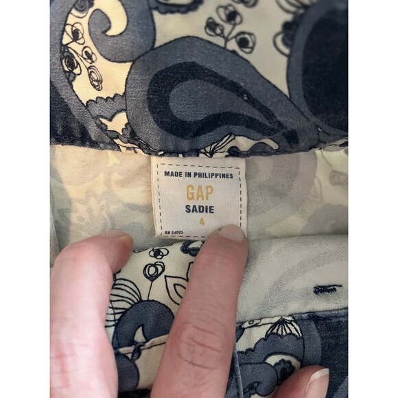 Y2K GAP Blue White Paisley Floral 100% Cotton A Line Sadie Mini Skirt Size 4 - Picture 3 of 6